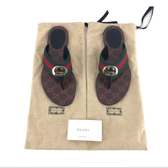 Gucci Shoes - Gucci Green Brown Nero Thong Sandal